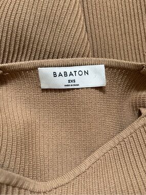 🤎✨ Babaton by Aritzia Ribbed Bodycon Knit Mini Dress Cocoa Brown Size 2XS
